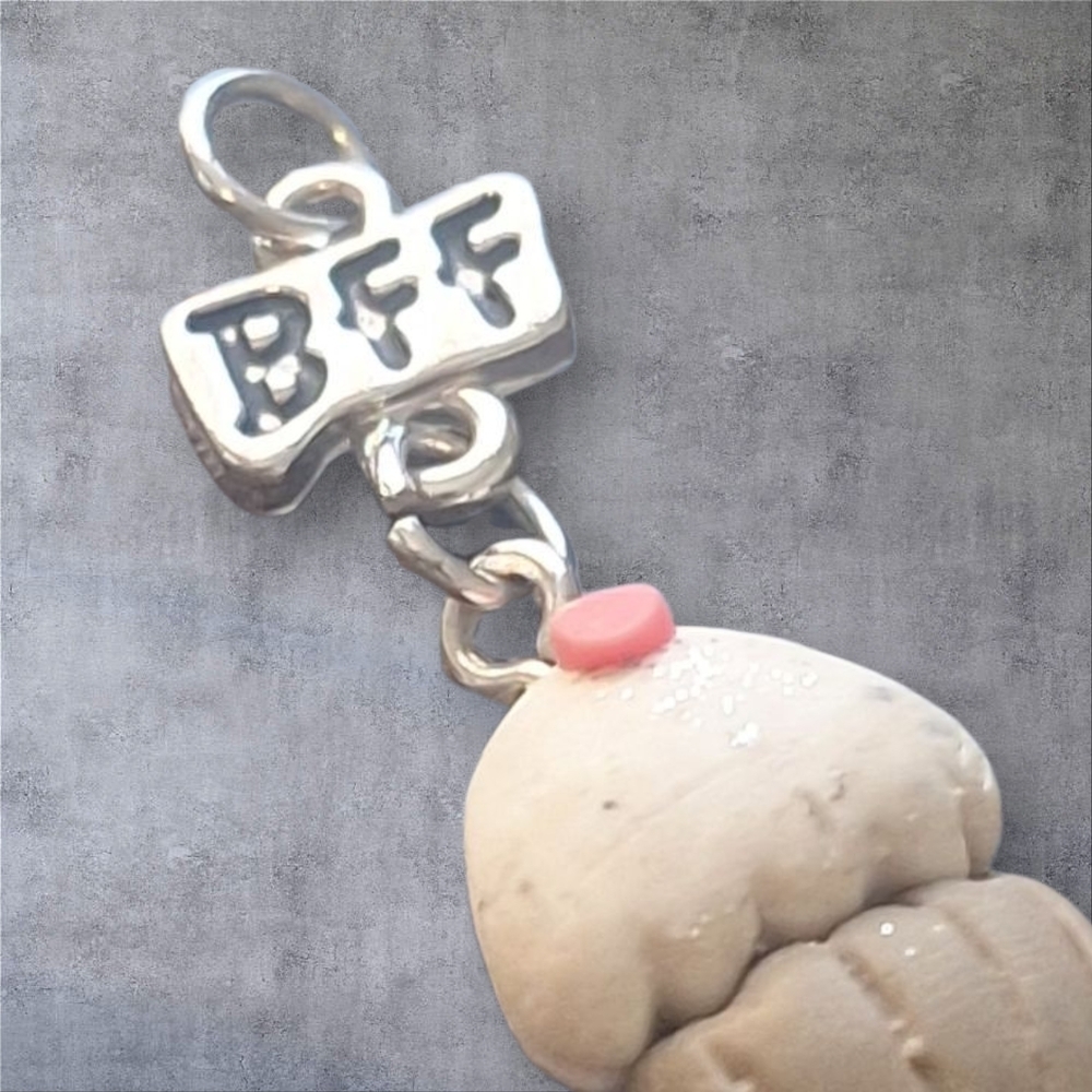 Silver and Pink BFF Cupcake Key Holder Charm - Picture 2 of 5